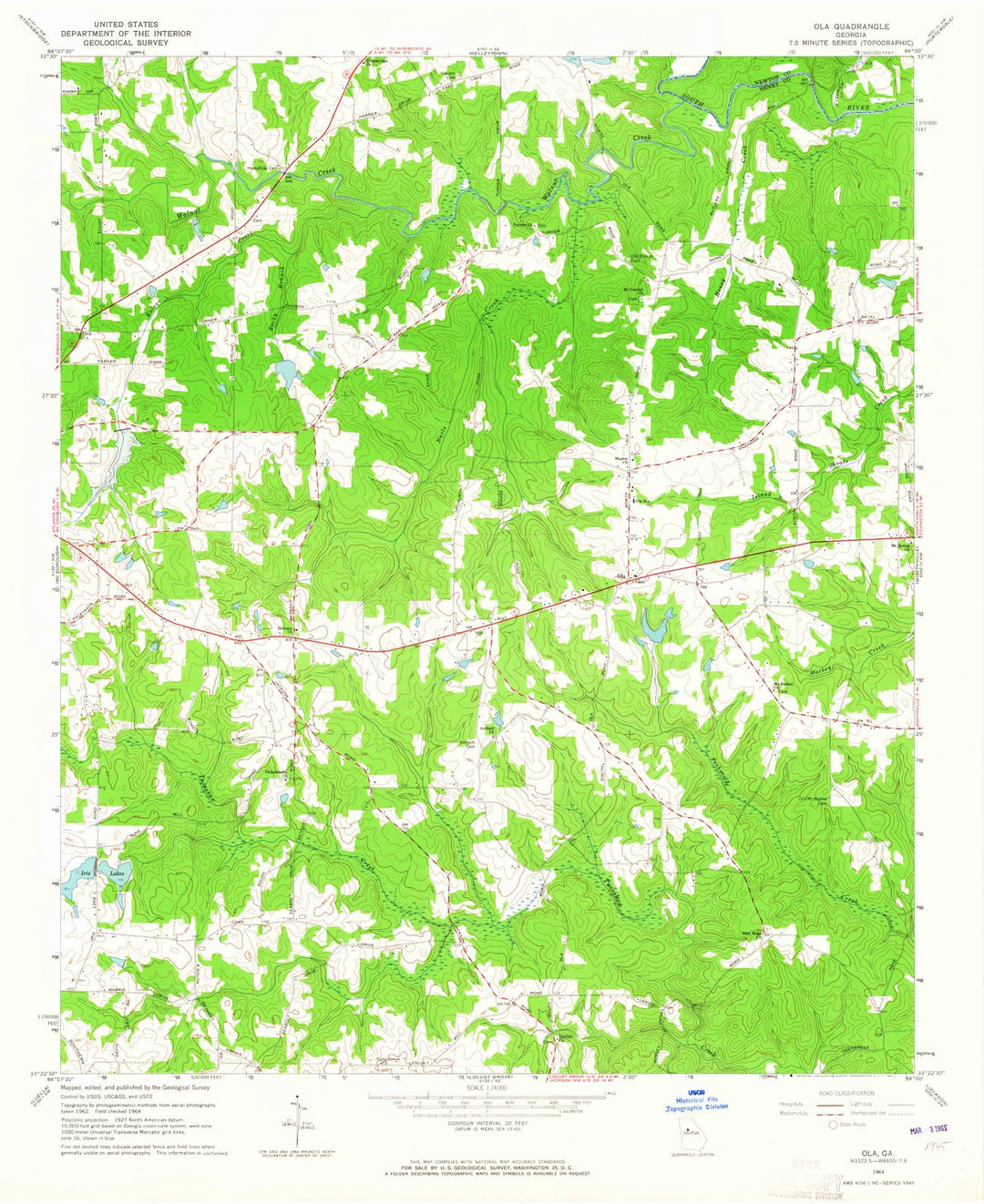 1964 Ola, GA - Georgia - USGS Topographic Map