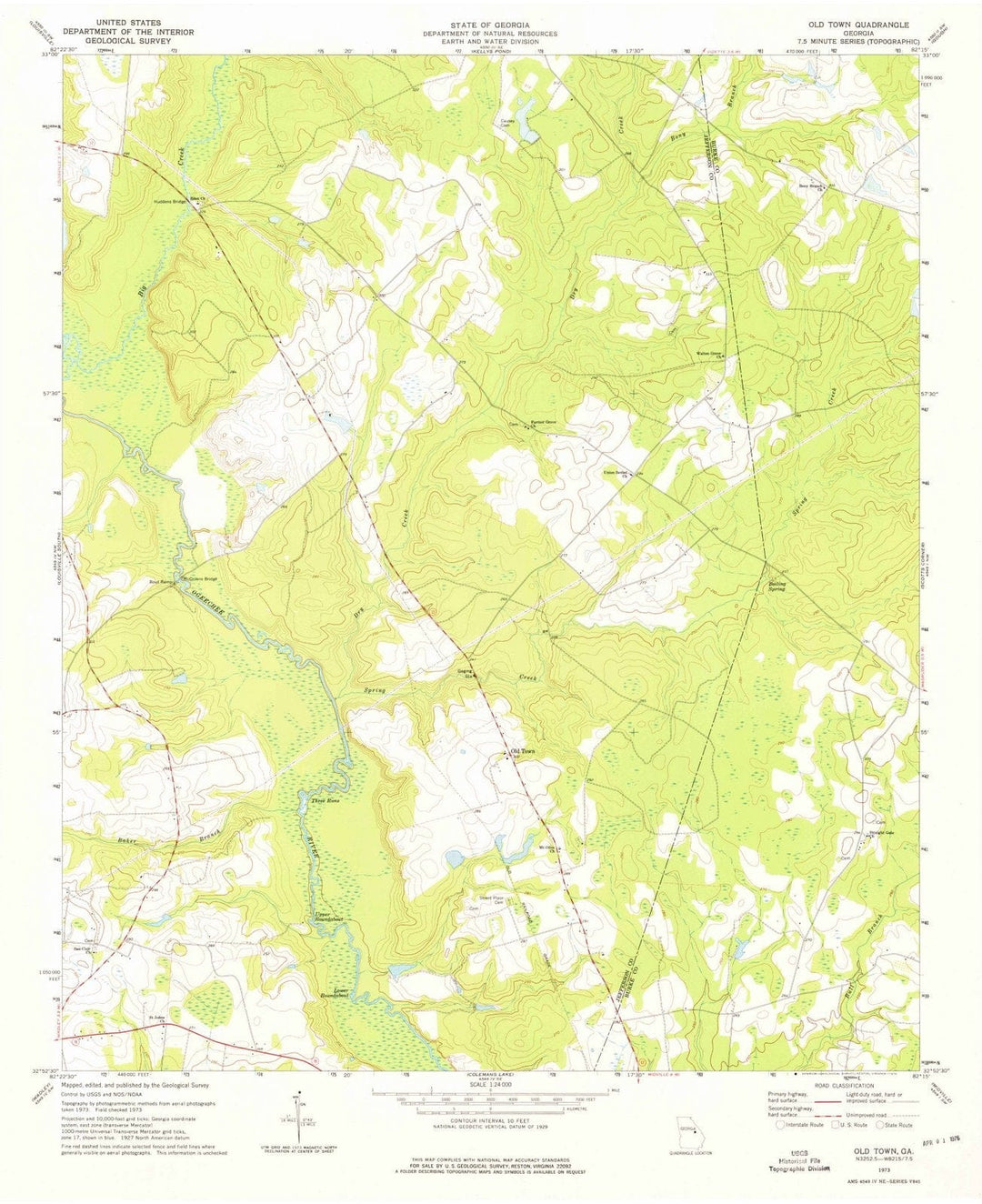 1973 Old Town, GA - Georgia - USGS Topographic Map