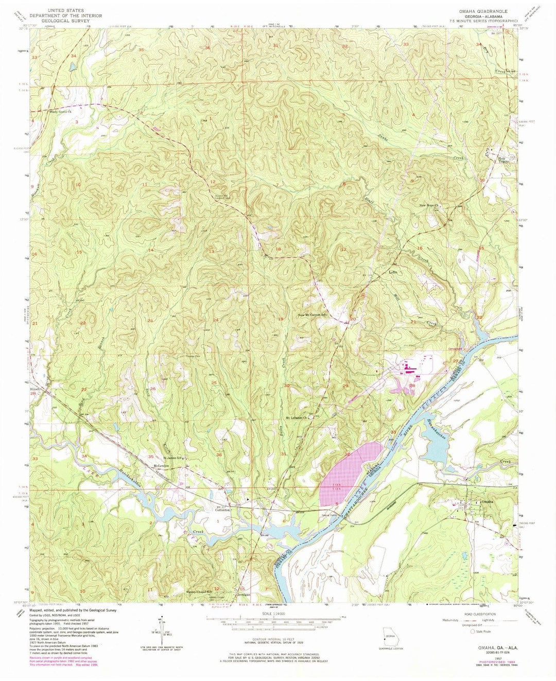 1957 Omaha, GA - Georgia - USGS Topographic Map