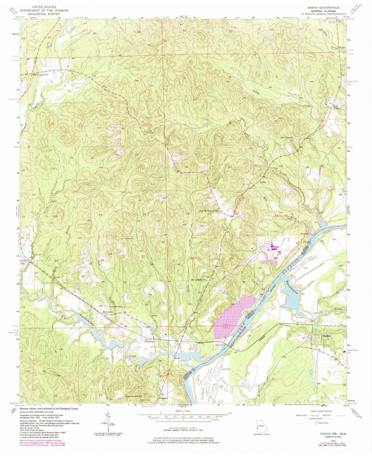 1957 Omaha, GA - Georgia - USGS Topographic Map