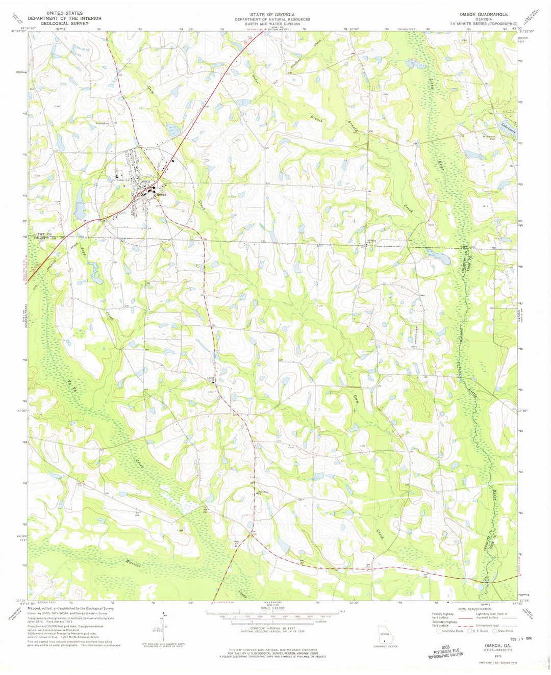 1973 Omega, GA - Georgia - USGS Topographic Map