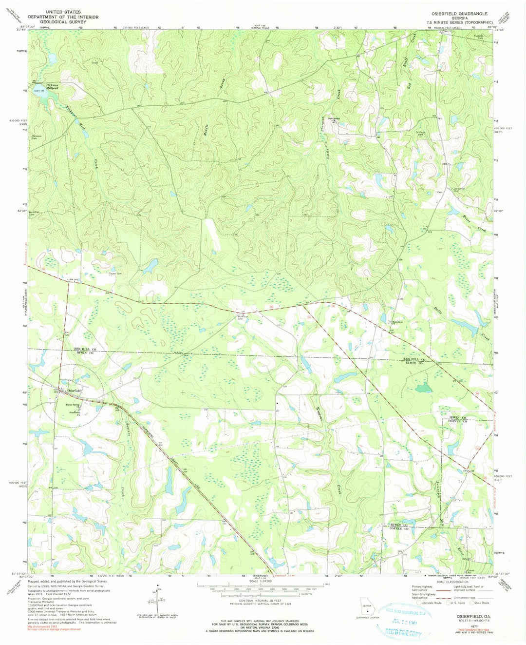 1977 Osierfield, GA - Georgia - USGS Topographic Map