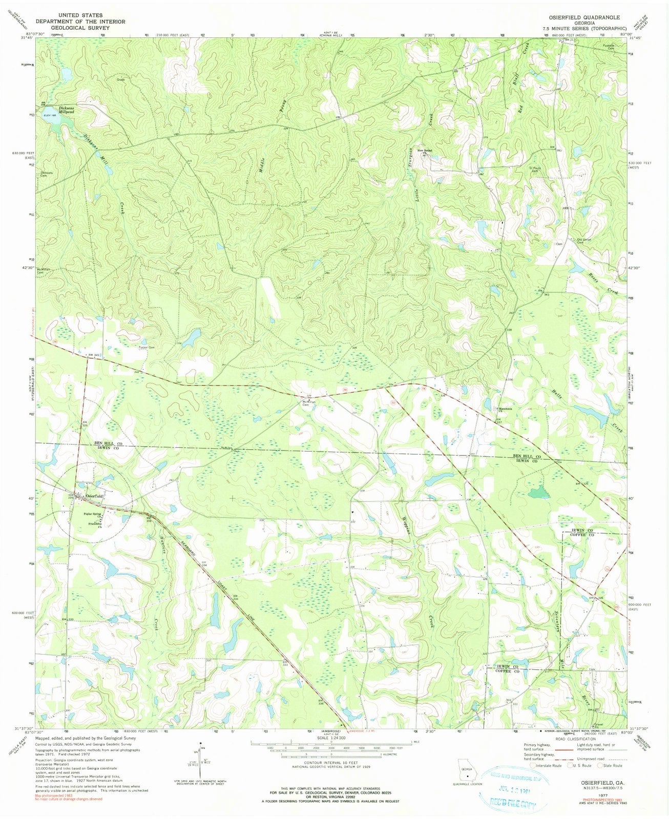 1977 Osierfield, GA - Georgia - USGS Topographic Map