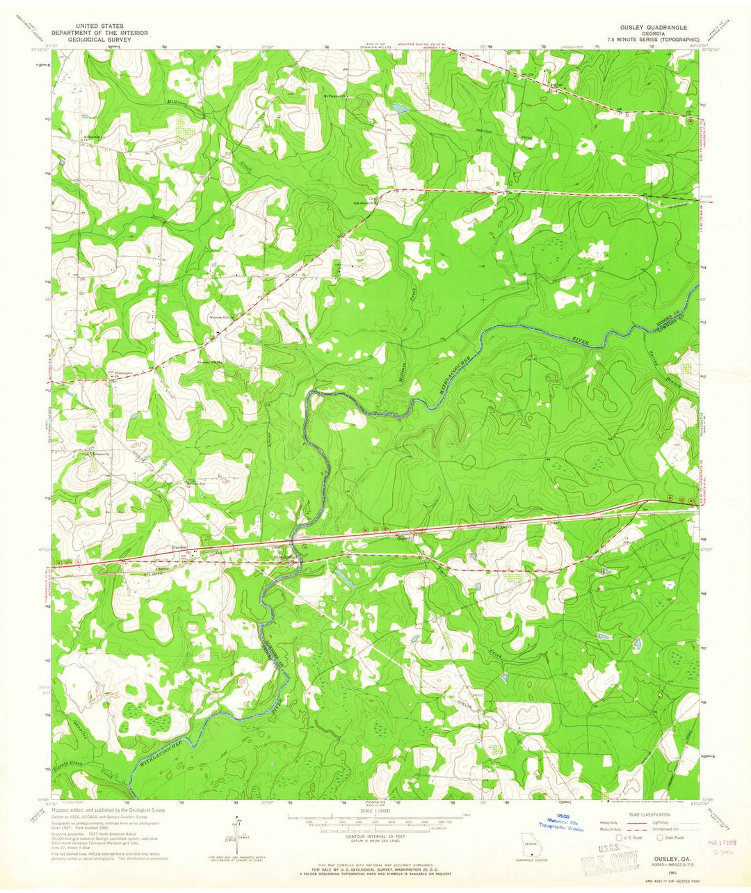 1961 Ousley, GA - Georgia - USGS Topographic Map