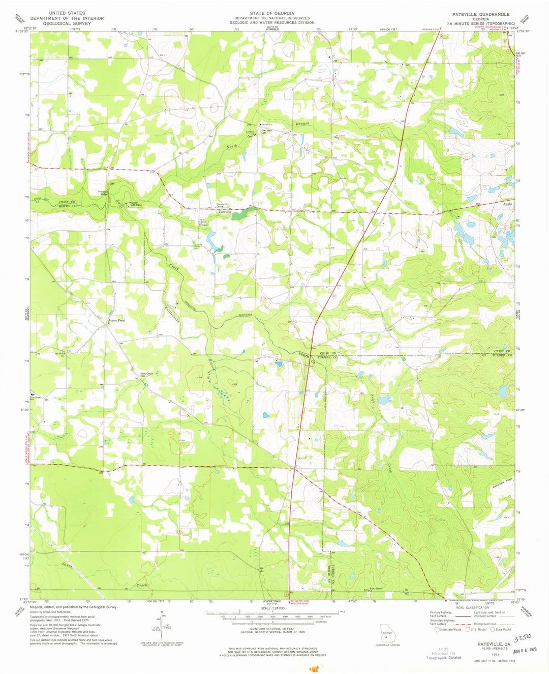1977 Pateville, GA - Georgia - USGS Topographic Map