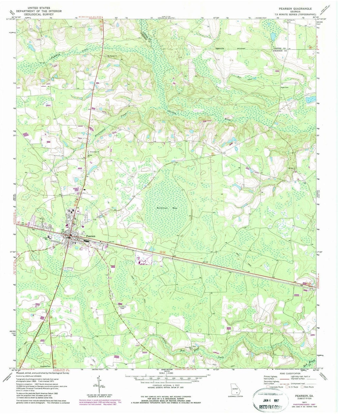 1971 Pearson, GA - Georgia - USGS Topographic Map
