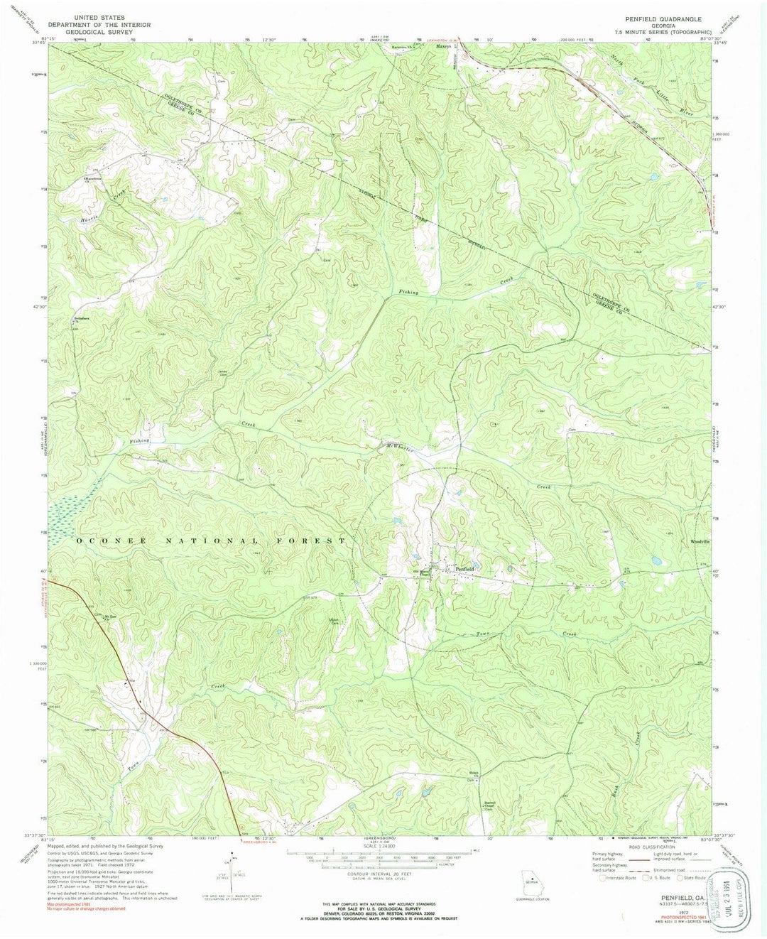 1972 Penfield, GA - Georgia - USGS Topographic Map