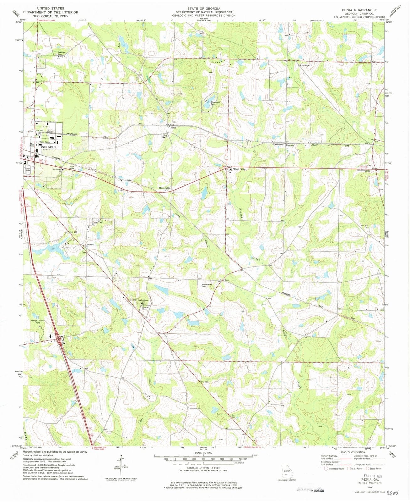 1977 Penia, GA - Georgia - USGS Topographic Map