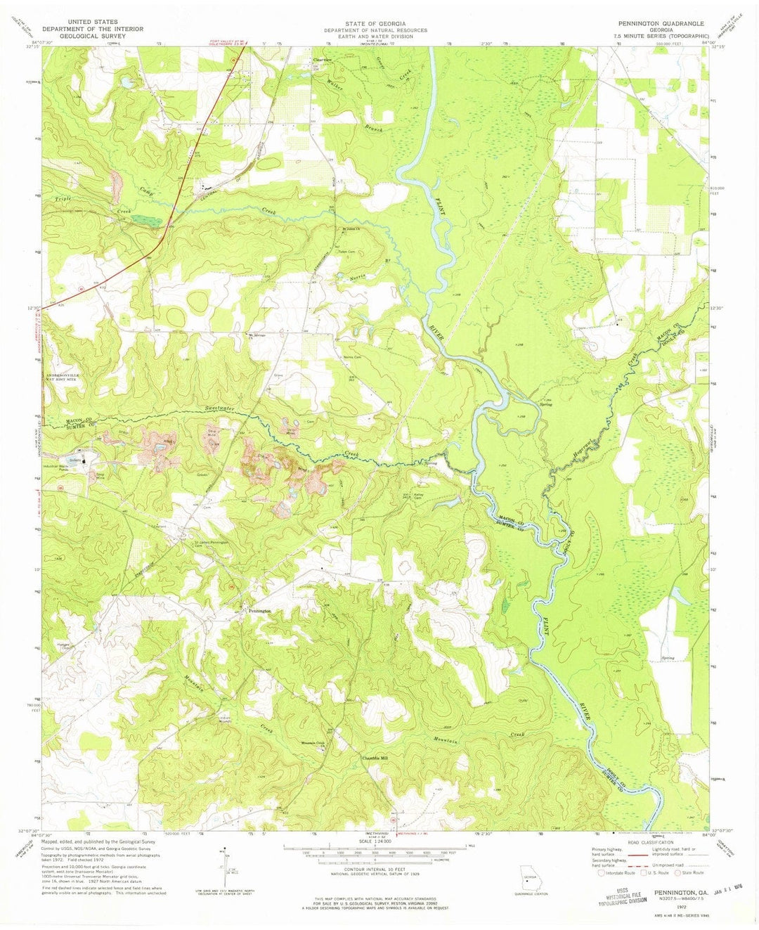 1972 Pennington, GA - Georgia - USGS Topographic Map
