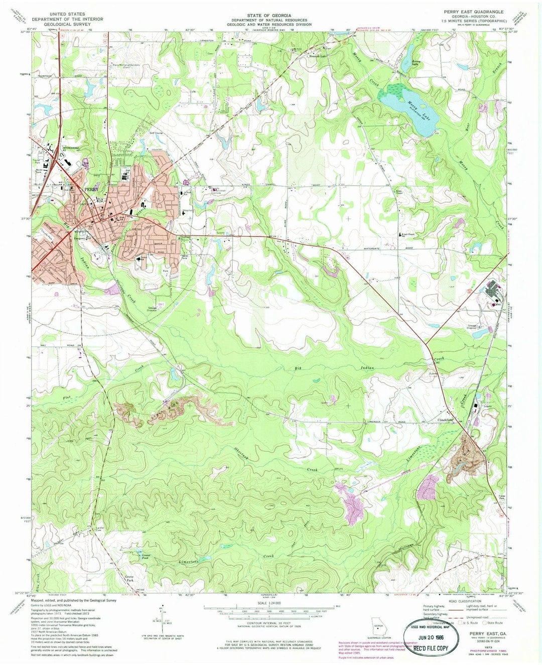 1973 Perry, GA - Georgia - USGS Topographic Map
