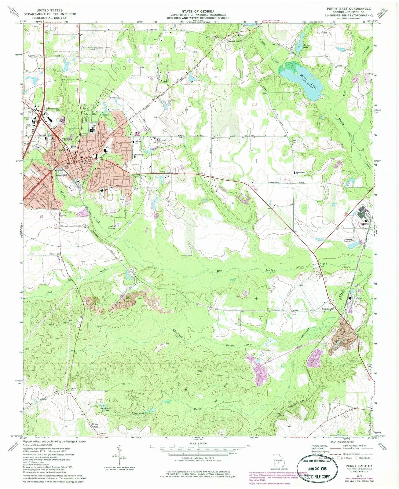 1973 Perry, GA - Georgia - USGS Topographic Map