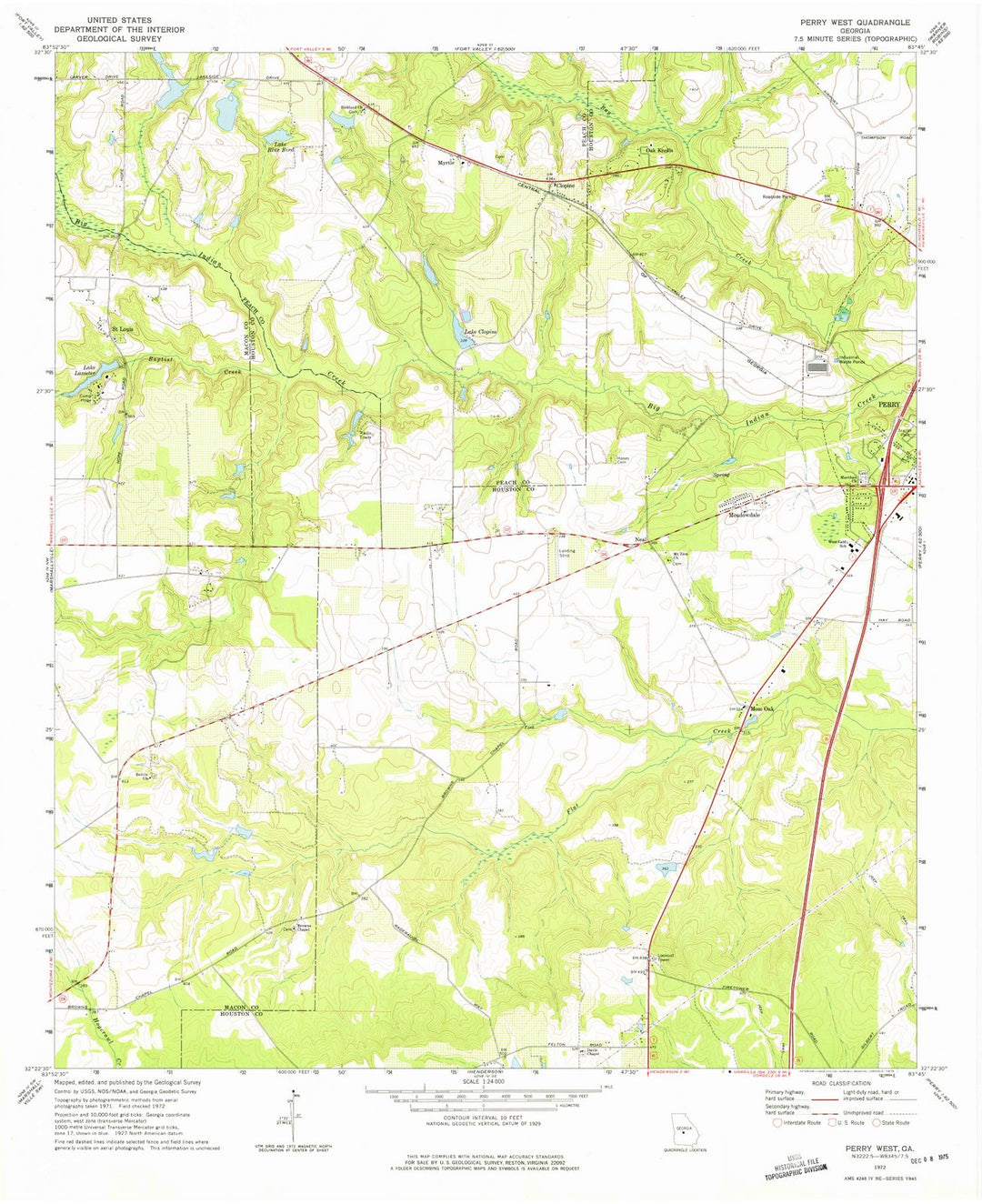 1972 Perry, GA - Georgia - USGS Topographic Map
