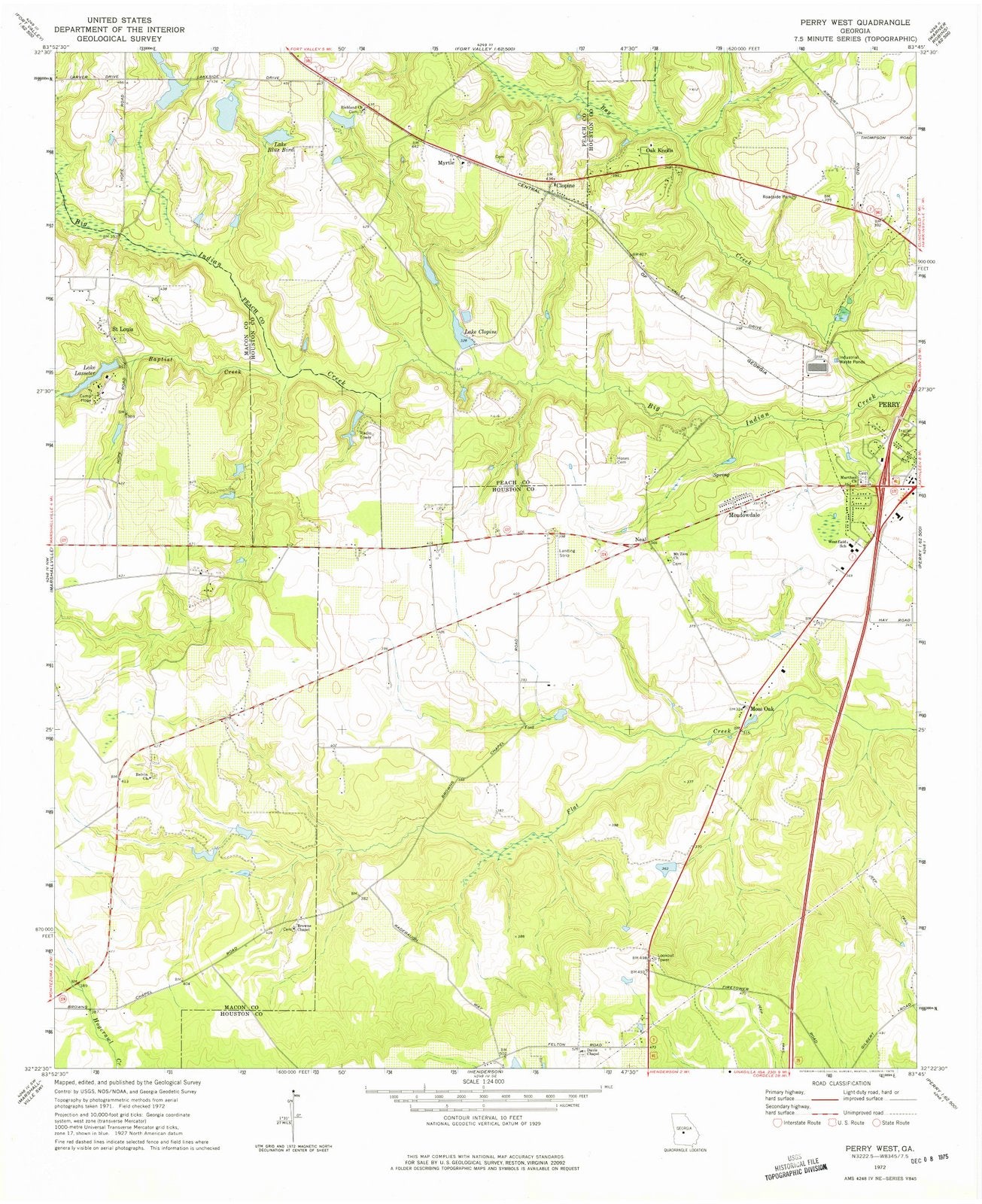 1972 Perry, GA - Georgia - USGS Topographic Map