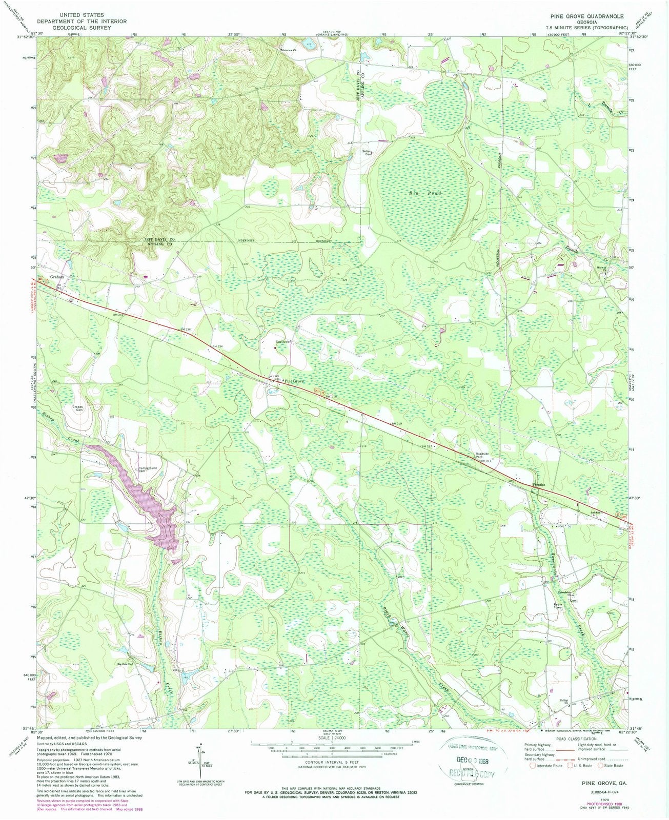 1970 Pine Grove, GA - Georgia - USGS Topographic Map