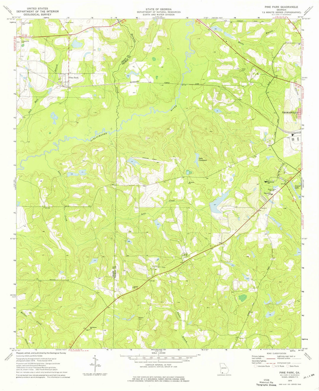 1974 Pine Park, GA - Georgia - USGS Topographic Map