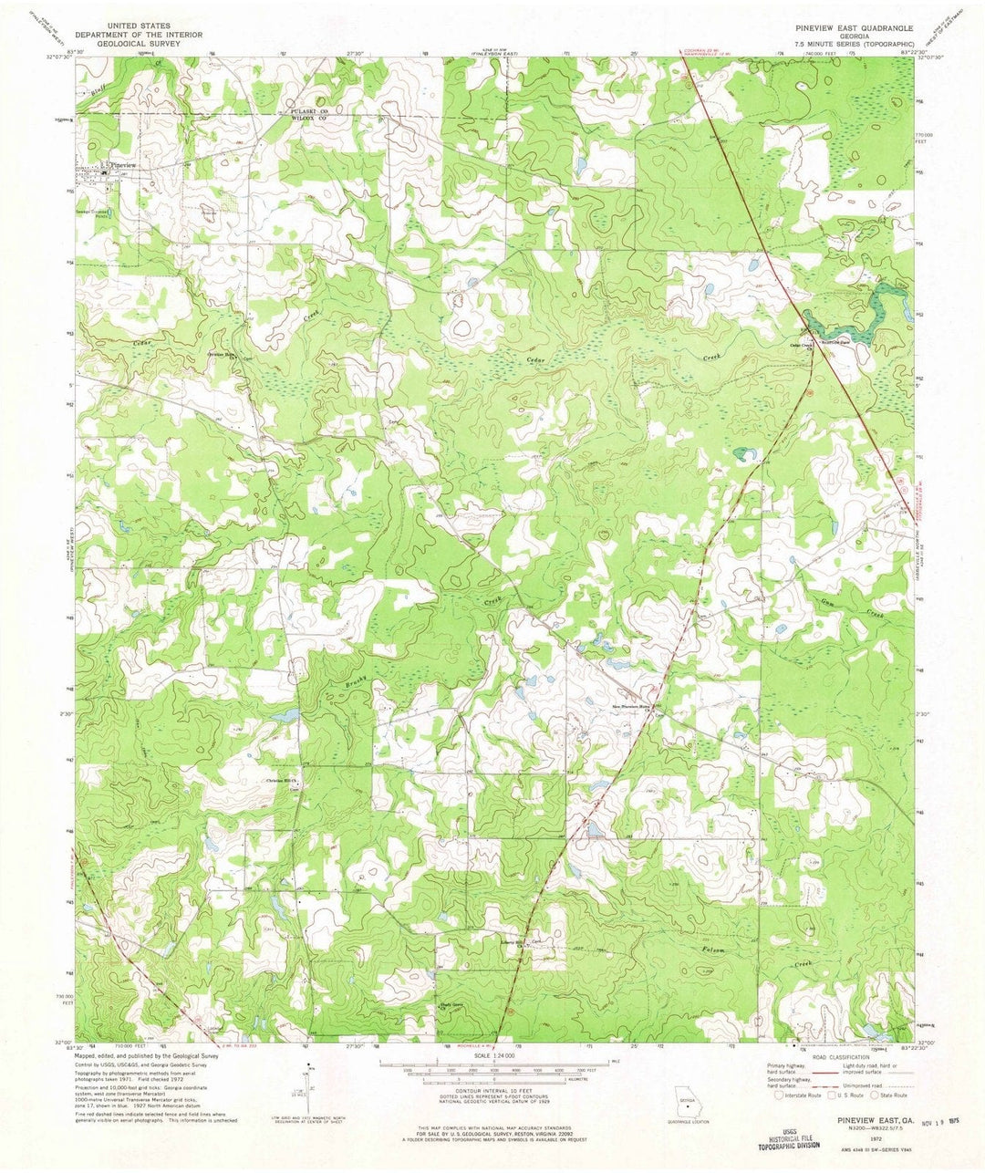 1972 Pineview East, GA - Georgia - USGS Topographic Map