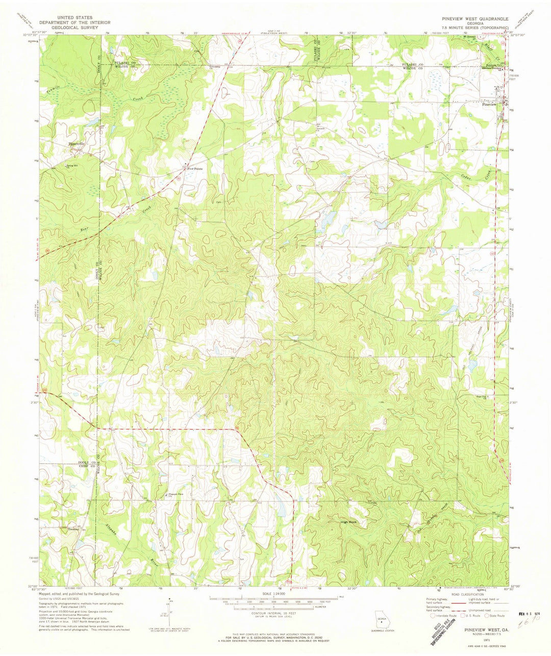1971 Pineview West, GA - Georgia - USGS Topographic Map