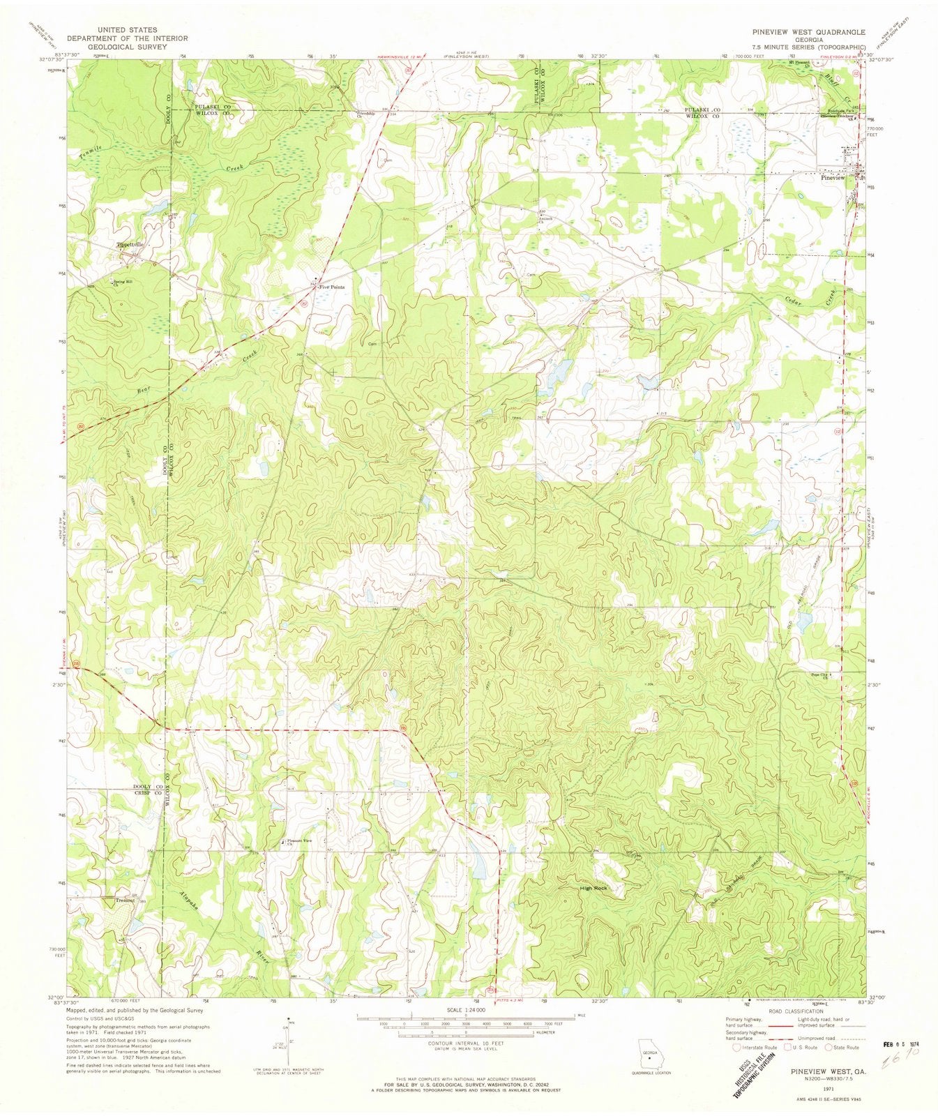 1971 Pineview West, GA - Georgia - USGS Topographic Map