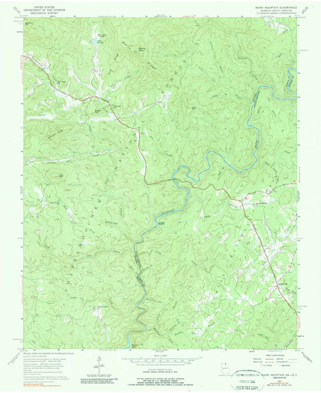 1957 Rainy Mountain, GA - Georgia - USGS Topographic Map