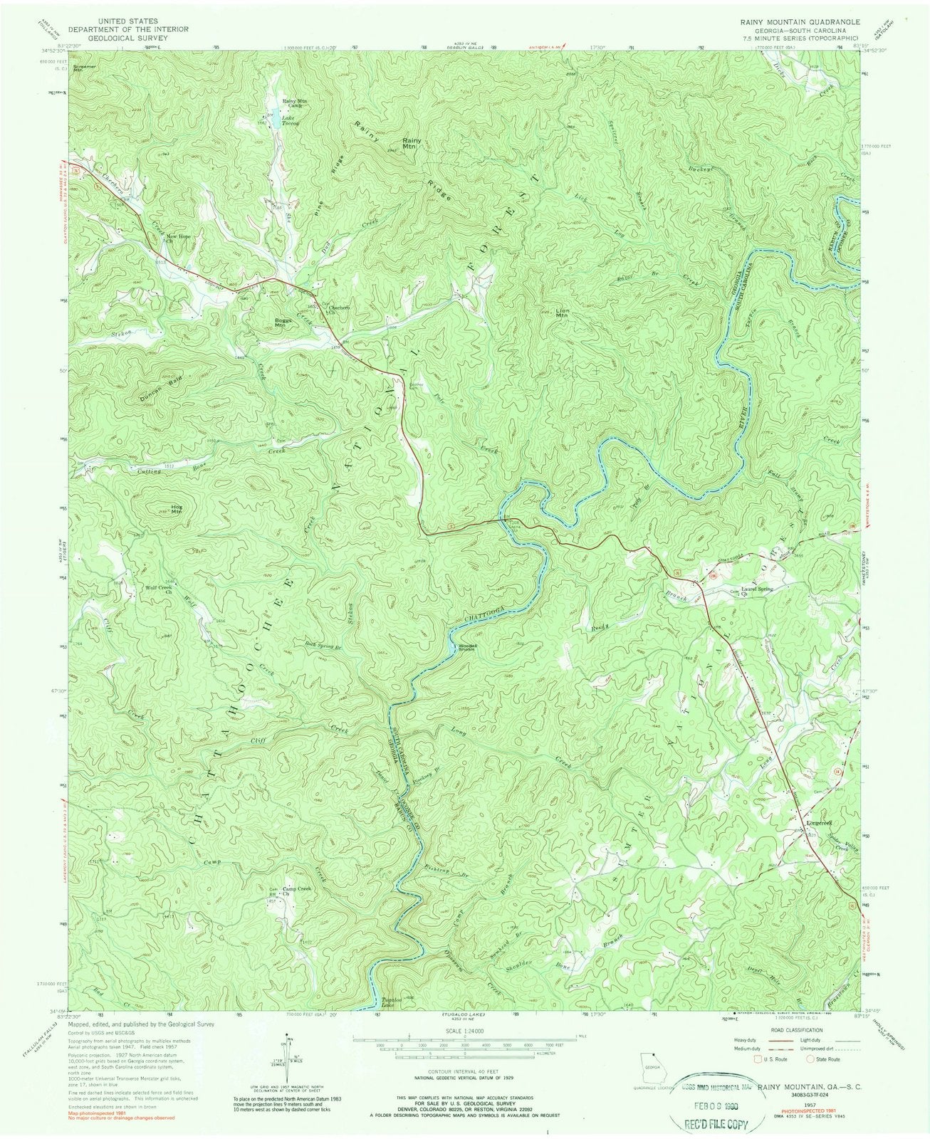 1957 Rainy Mountain, GA - Georgia - USGS Topographic Map