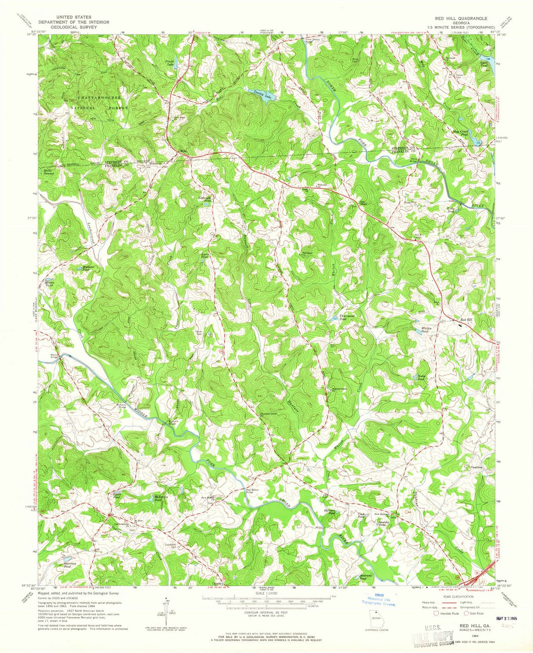 1964 Red Hill, GA - Georgia - USGS Topographic Map