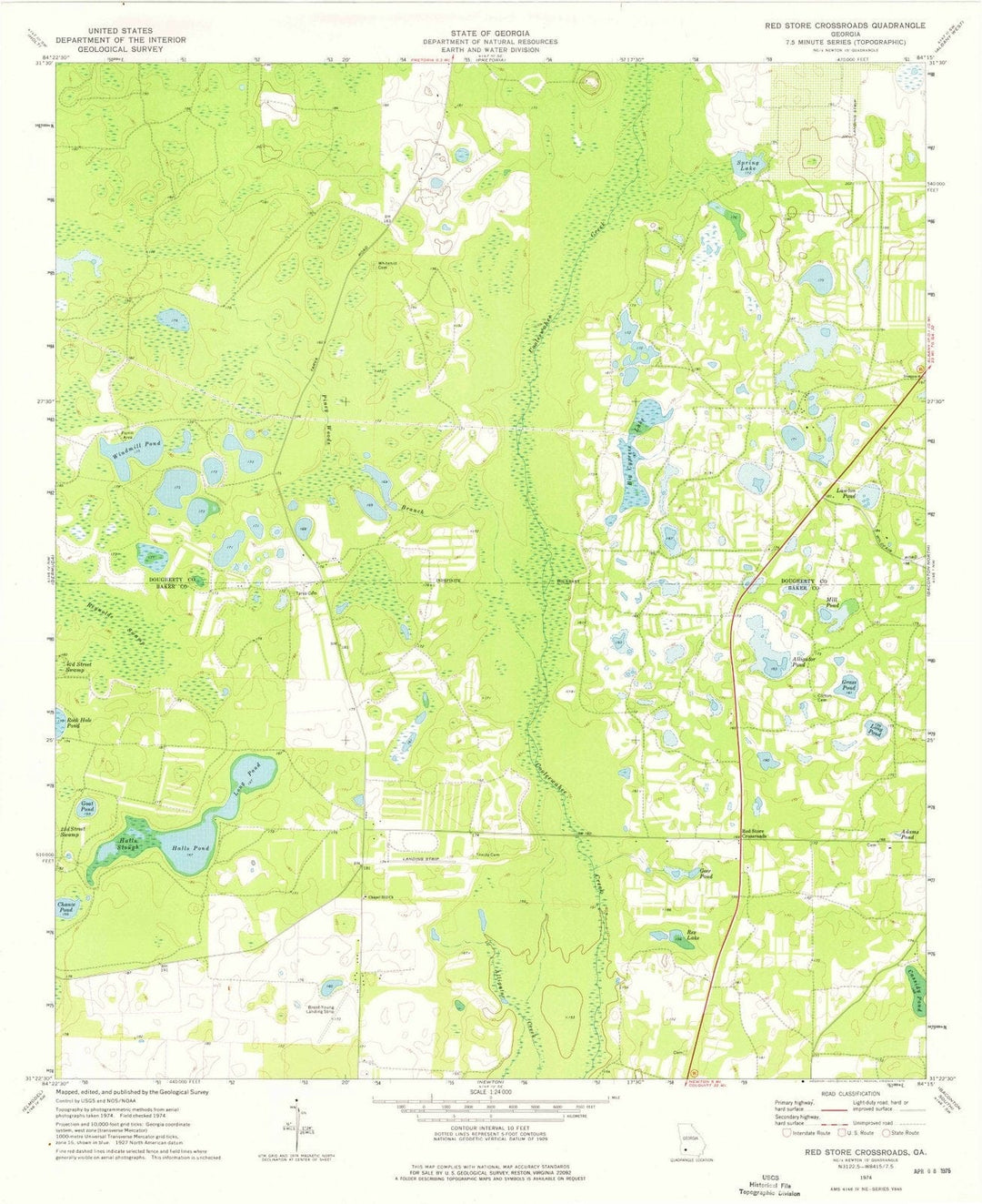 1974 Red Store Crossroads, GA - Georgia - USGS Topographic Map