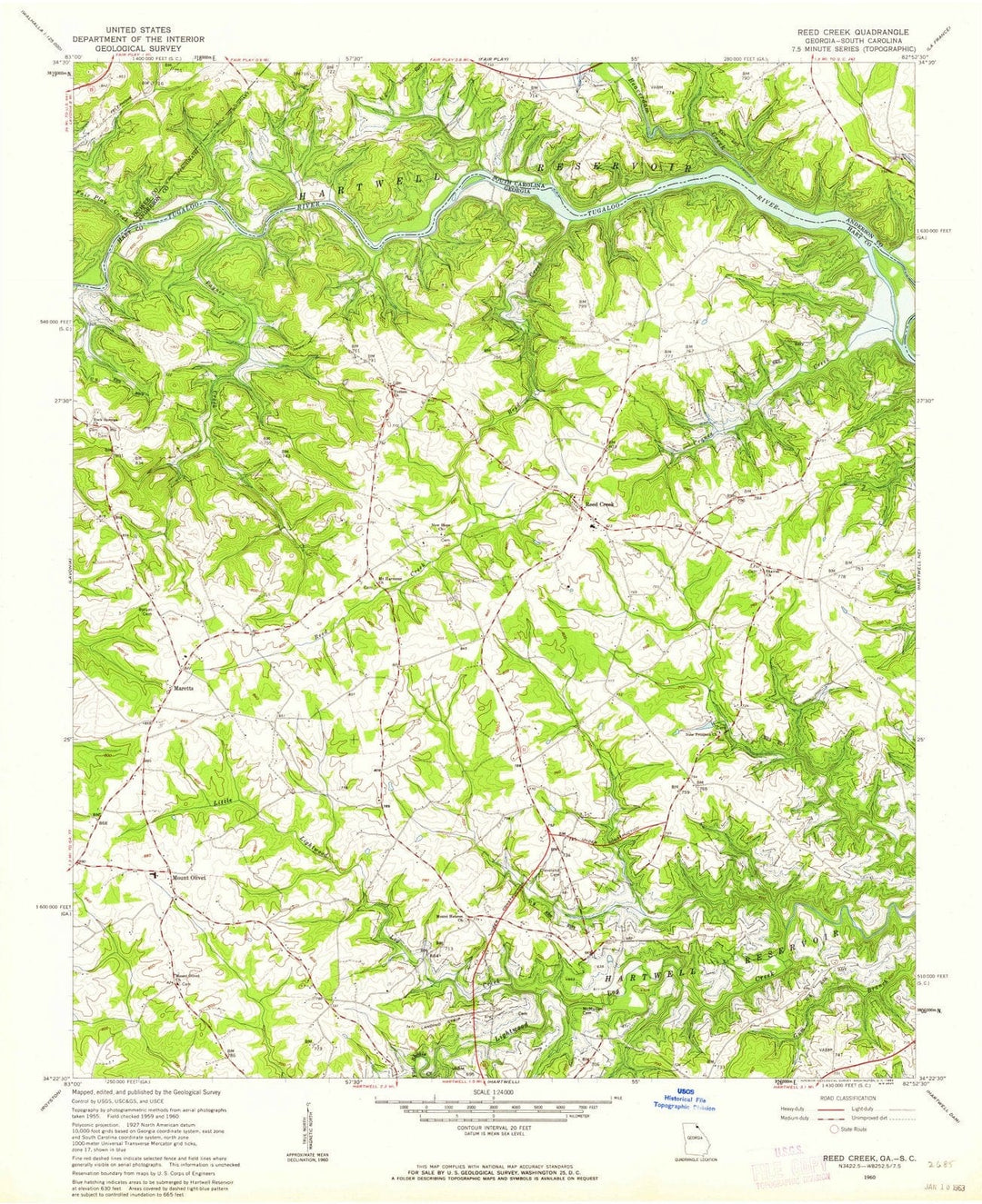 1960 Reed Creek, GA - Georgia - USGS Topographic Map