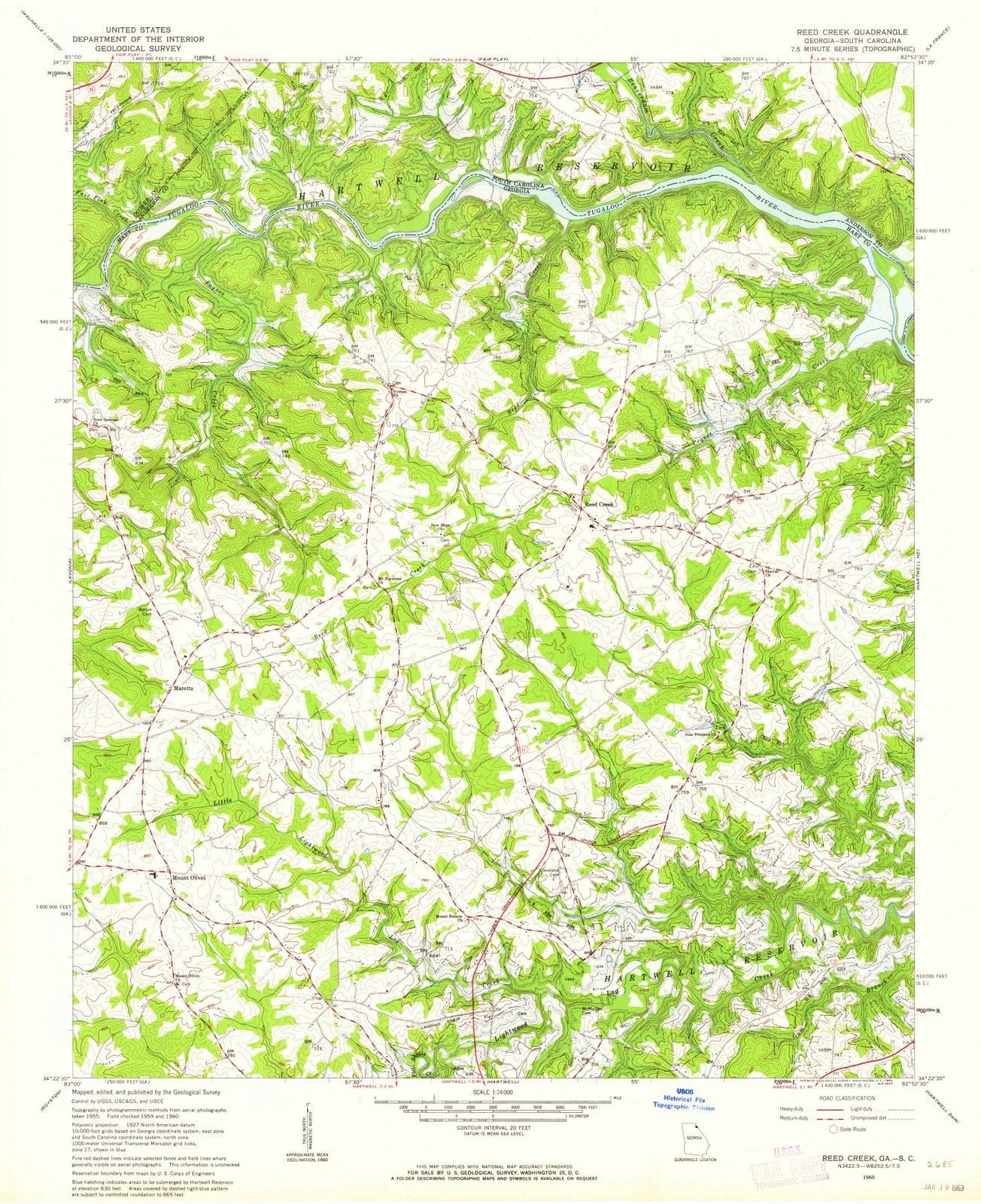 1960 Reed Creek, GA - Georgia - USGS Topographic Map