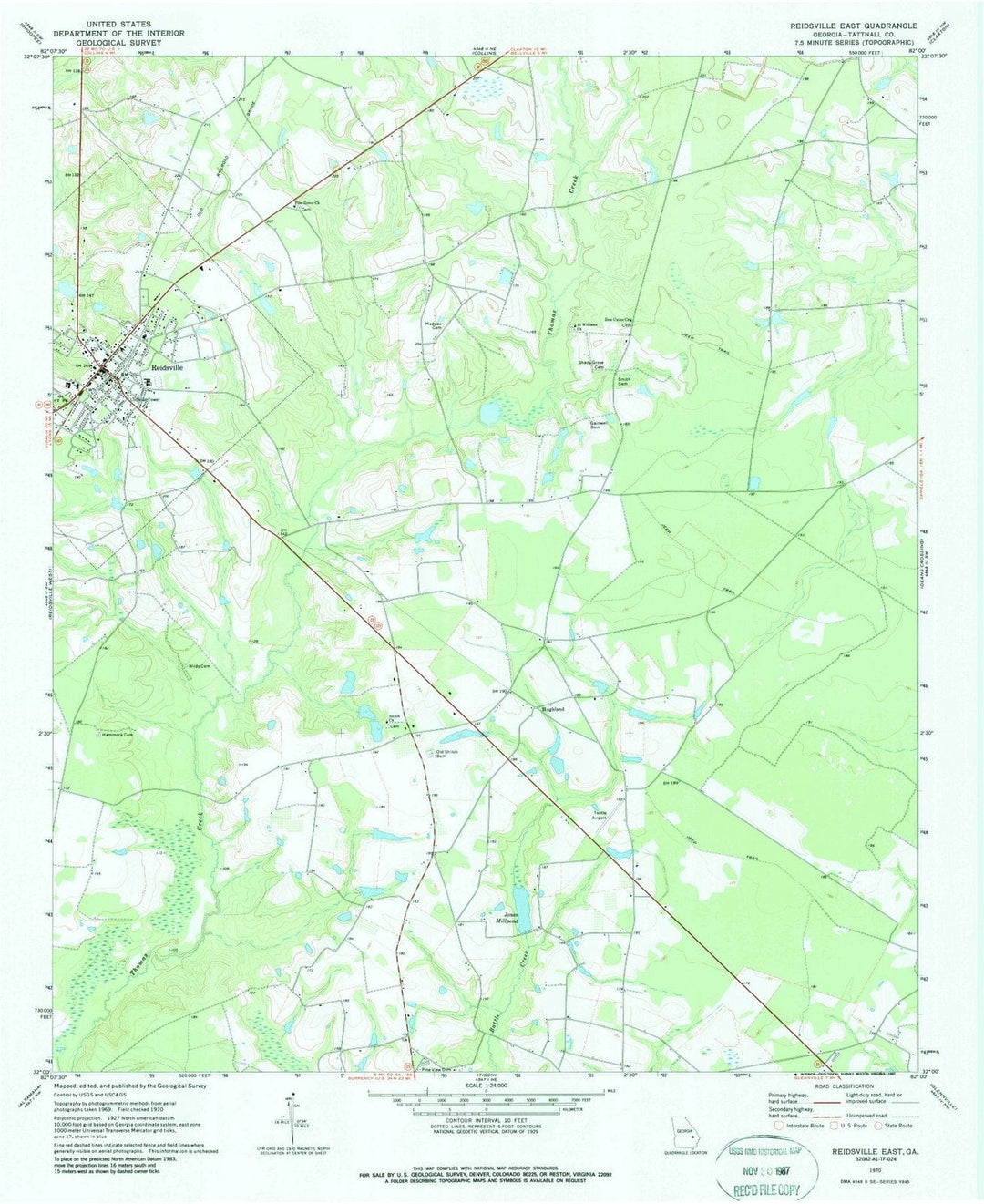 1970 Reidsville East, GA - Georgia - USGS Topographic Map