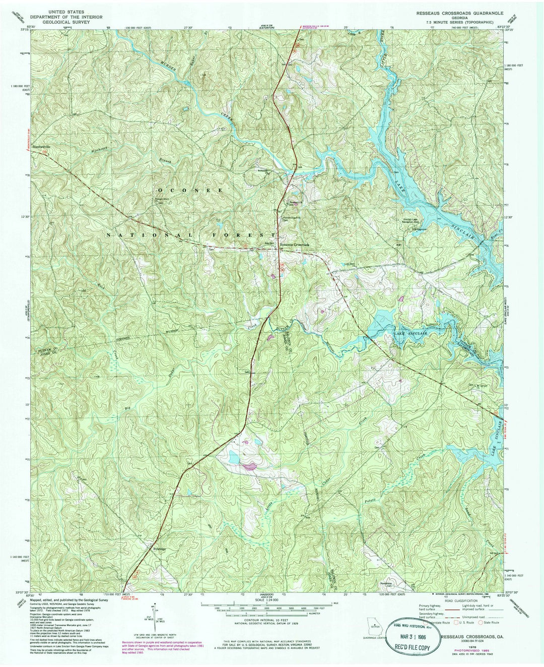 1978 Resseaus Crossroads, GA - Georgia - USGS Topographic Map