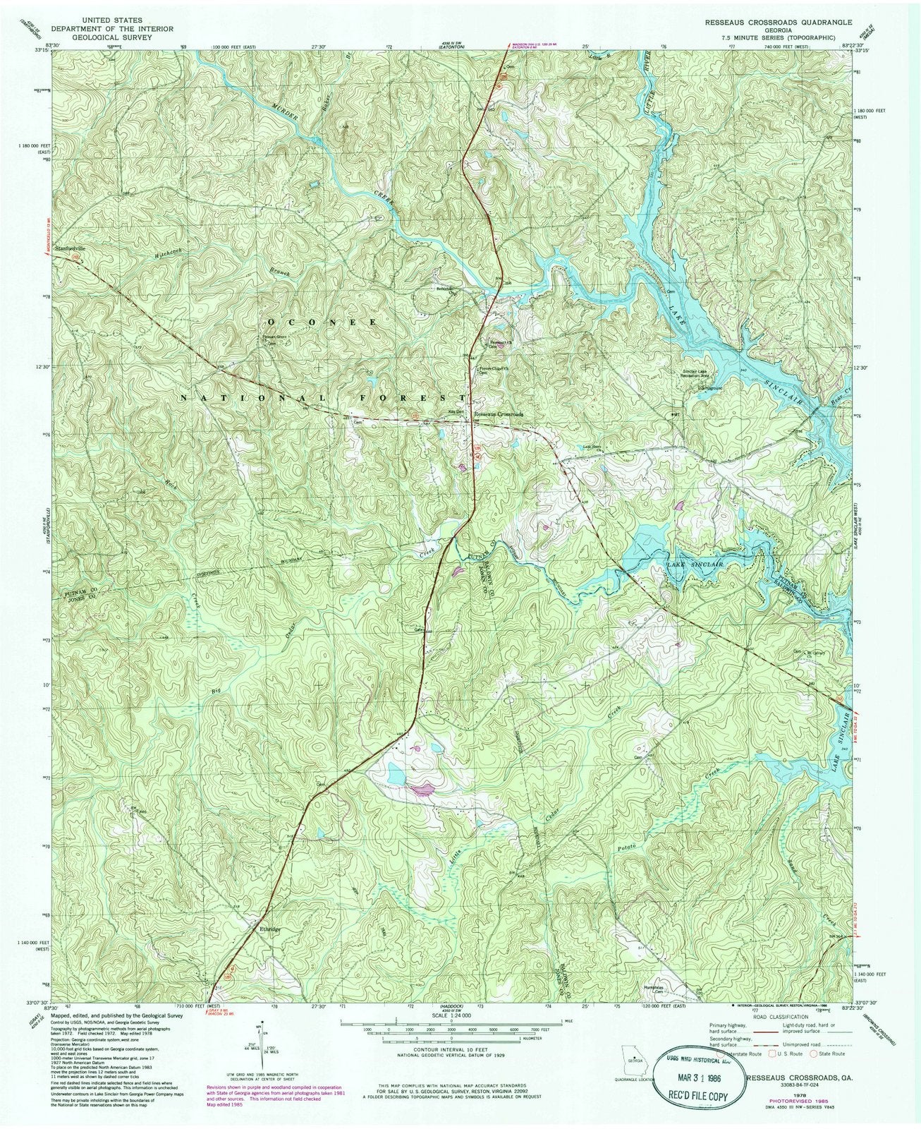 1978 Resseaus Crossroads, GA - Georgia - USGS Topographic Map