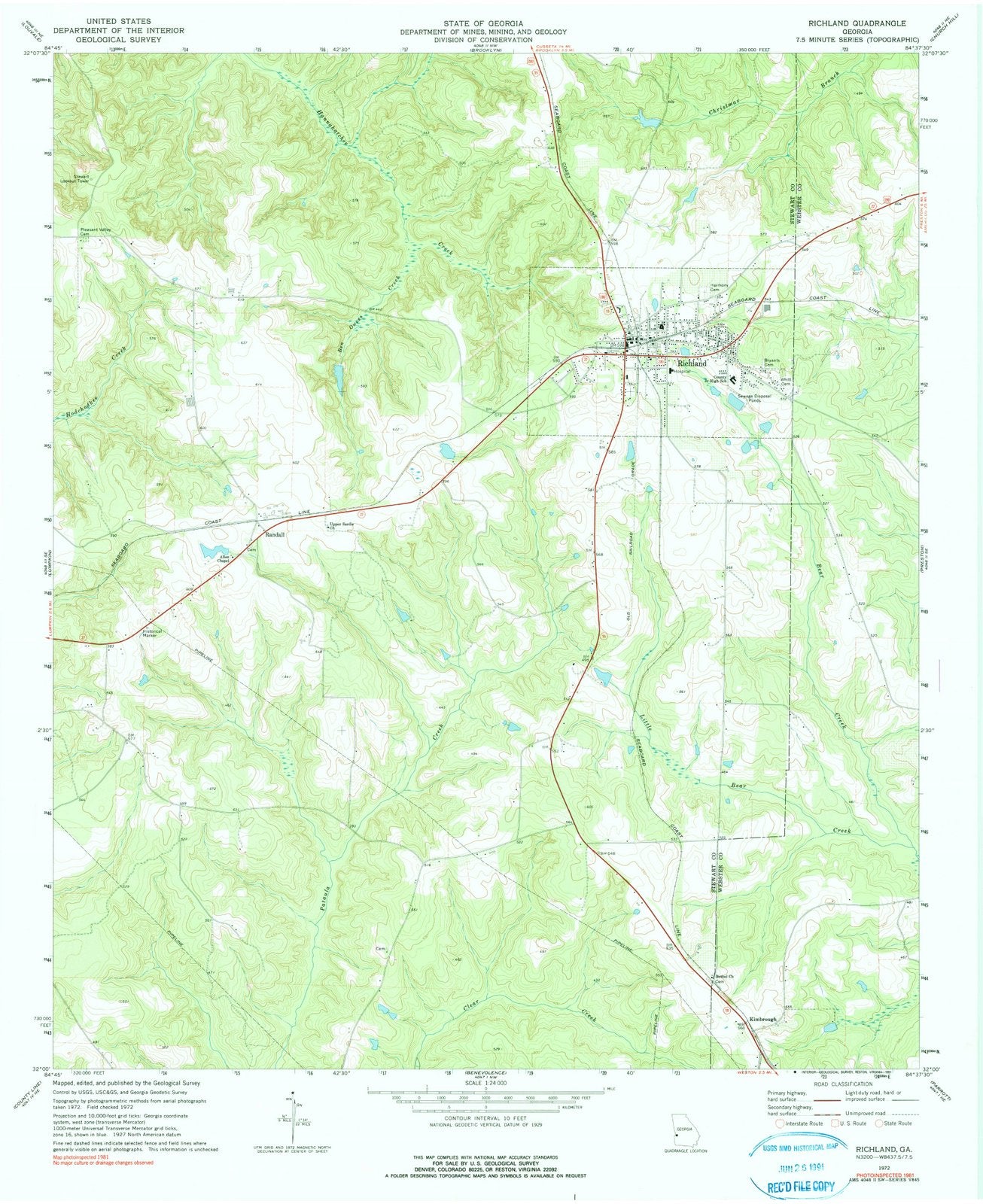 1972 Richland, GA - Georgia - USGS Topographic Map