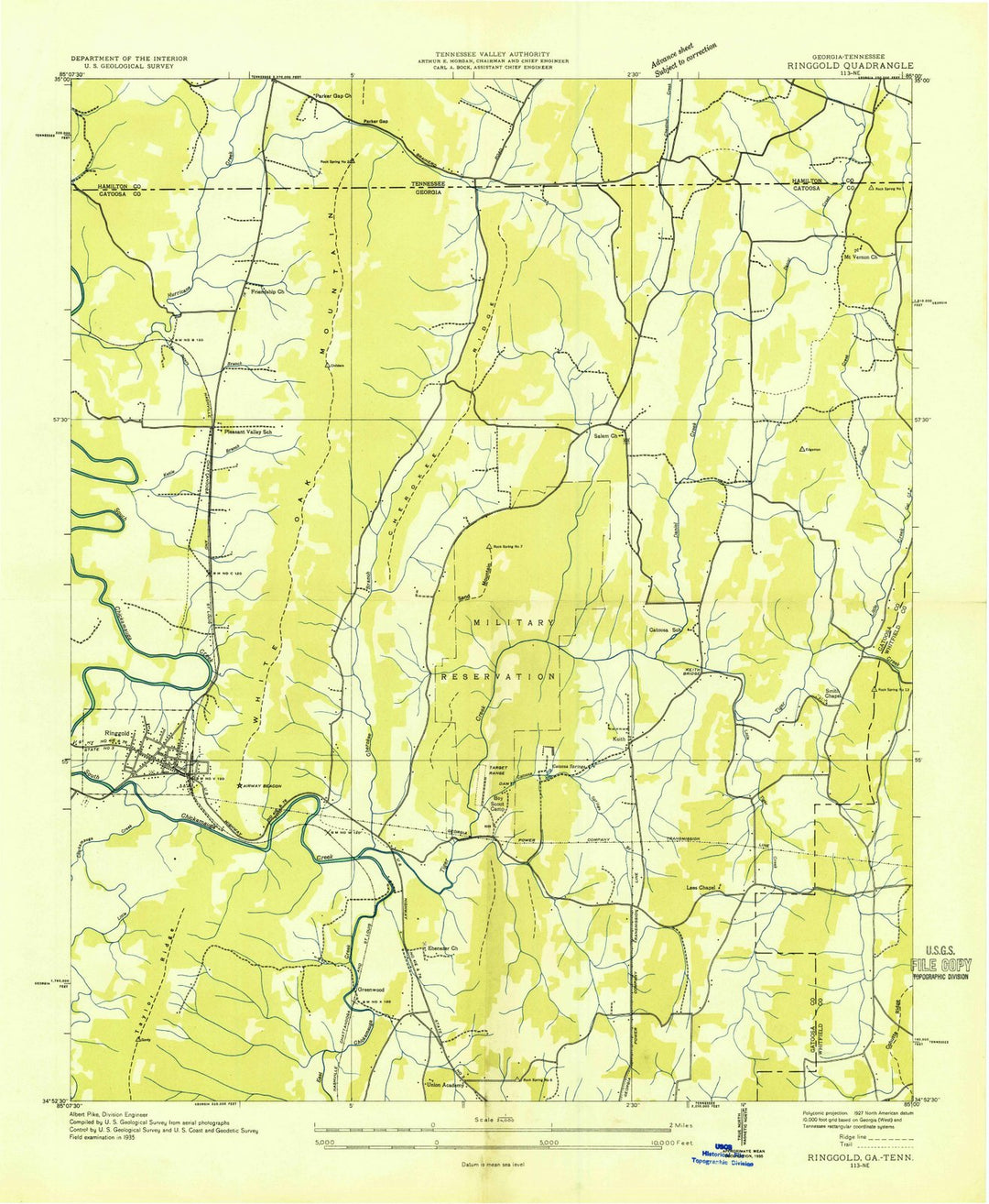 1935 Ringgold, GA - Georgia - USGS Topographic Map