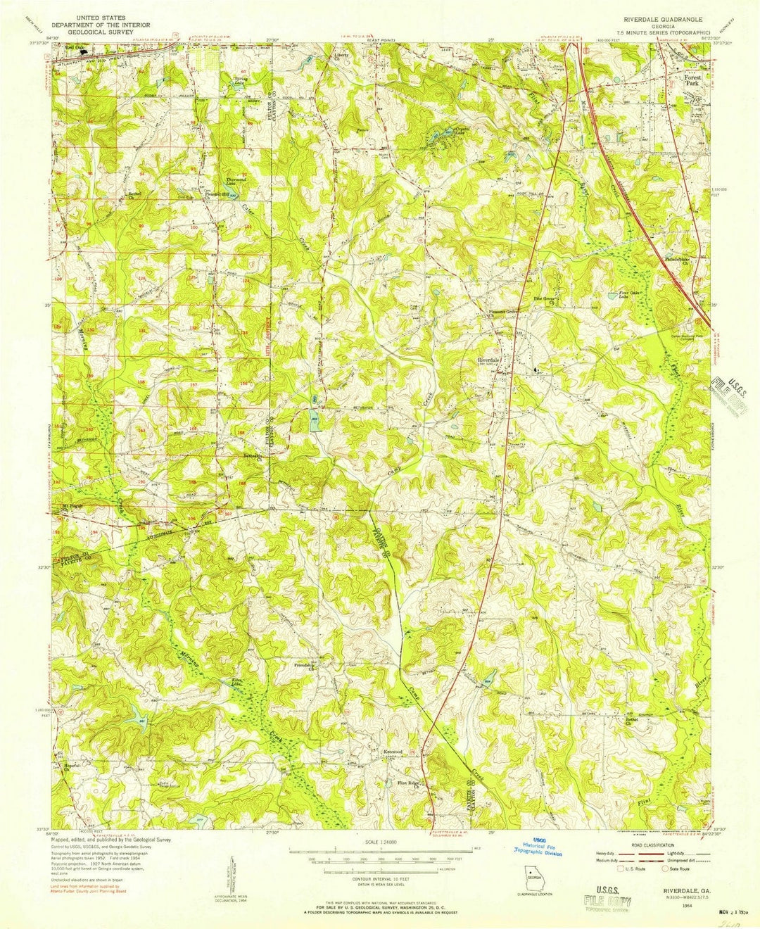 1954 Riverdale, GA - Georgia - USGS Topographic Map