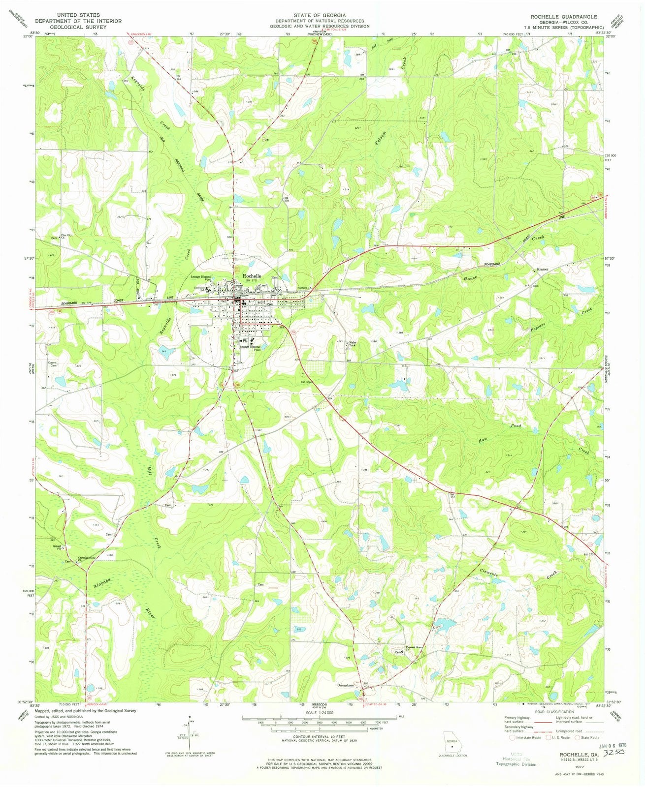 1977 Rochelle, GA - Georgia - USGS Topographic Map