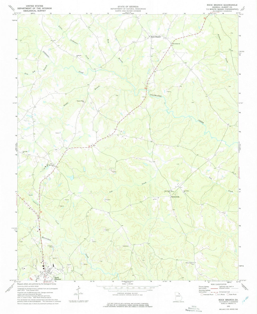 1972 Rock Branch, GA - Georgia - USGS Topographic Map