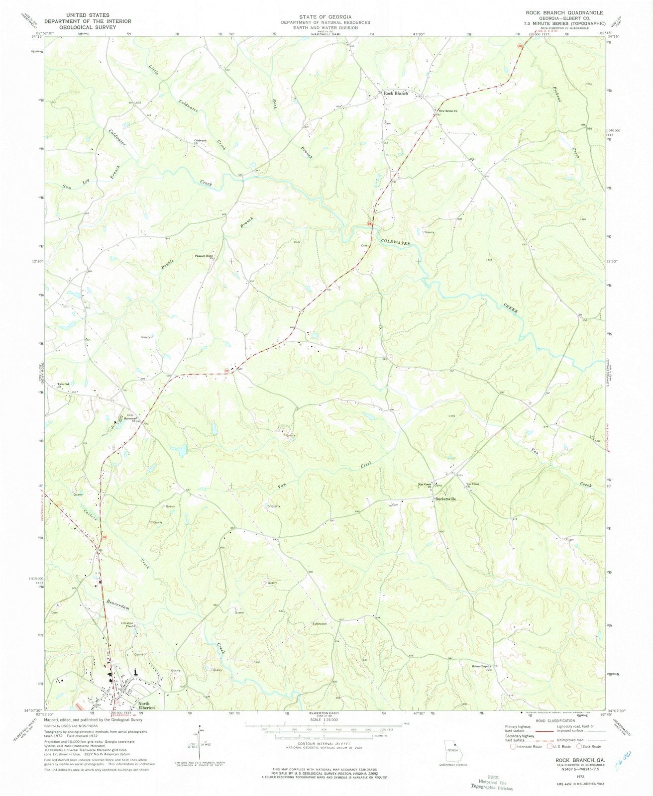 1972 Rock Branch, GA - Georgia - USGS Topographic Map