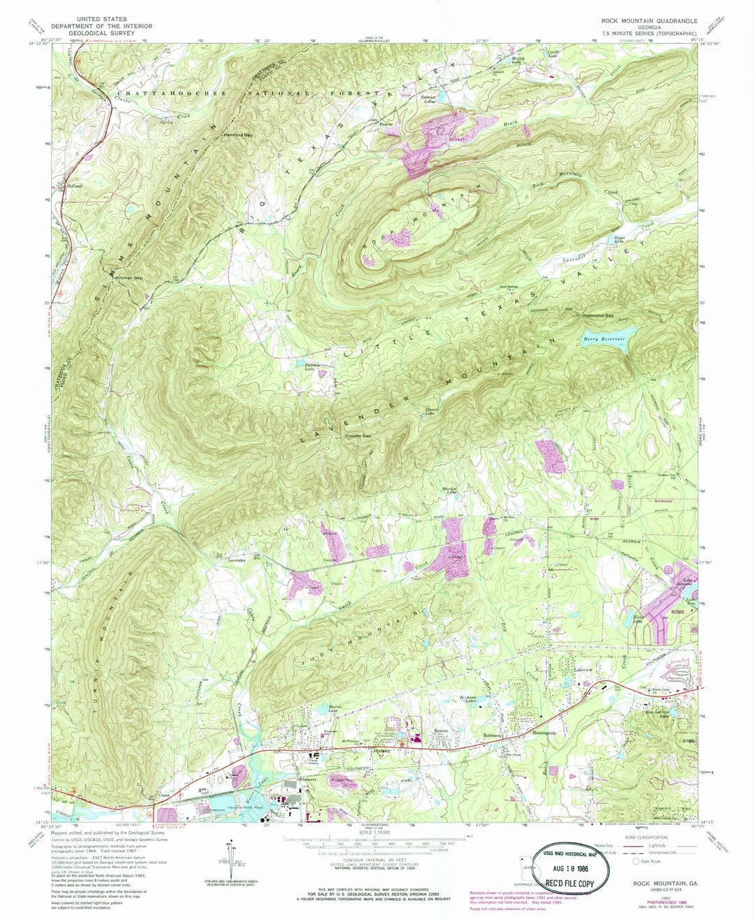 1967 Rock Mountain, GA - Georgia - USGS Topographic Map