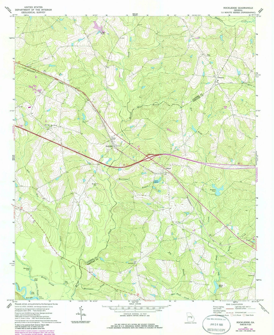 1971 Rockledge, GA - Georgia - USGS Topographic Map