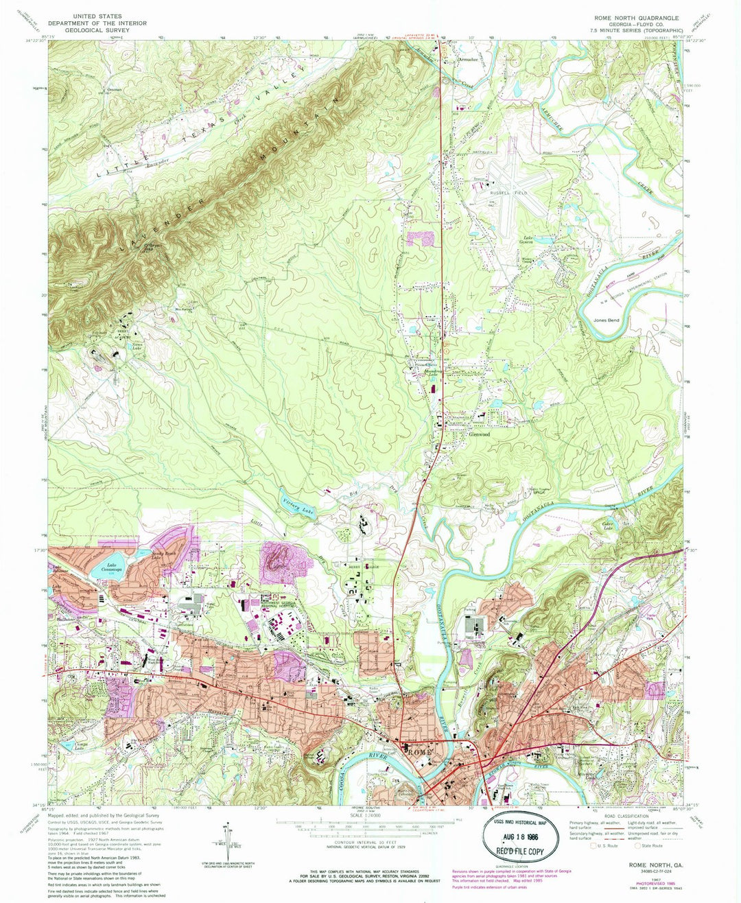 1967 Rome North, GA - Georgia - USGS Topographic Map