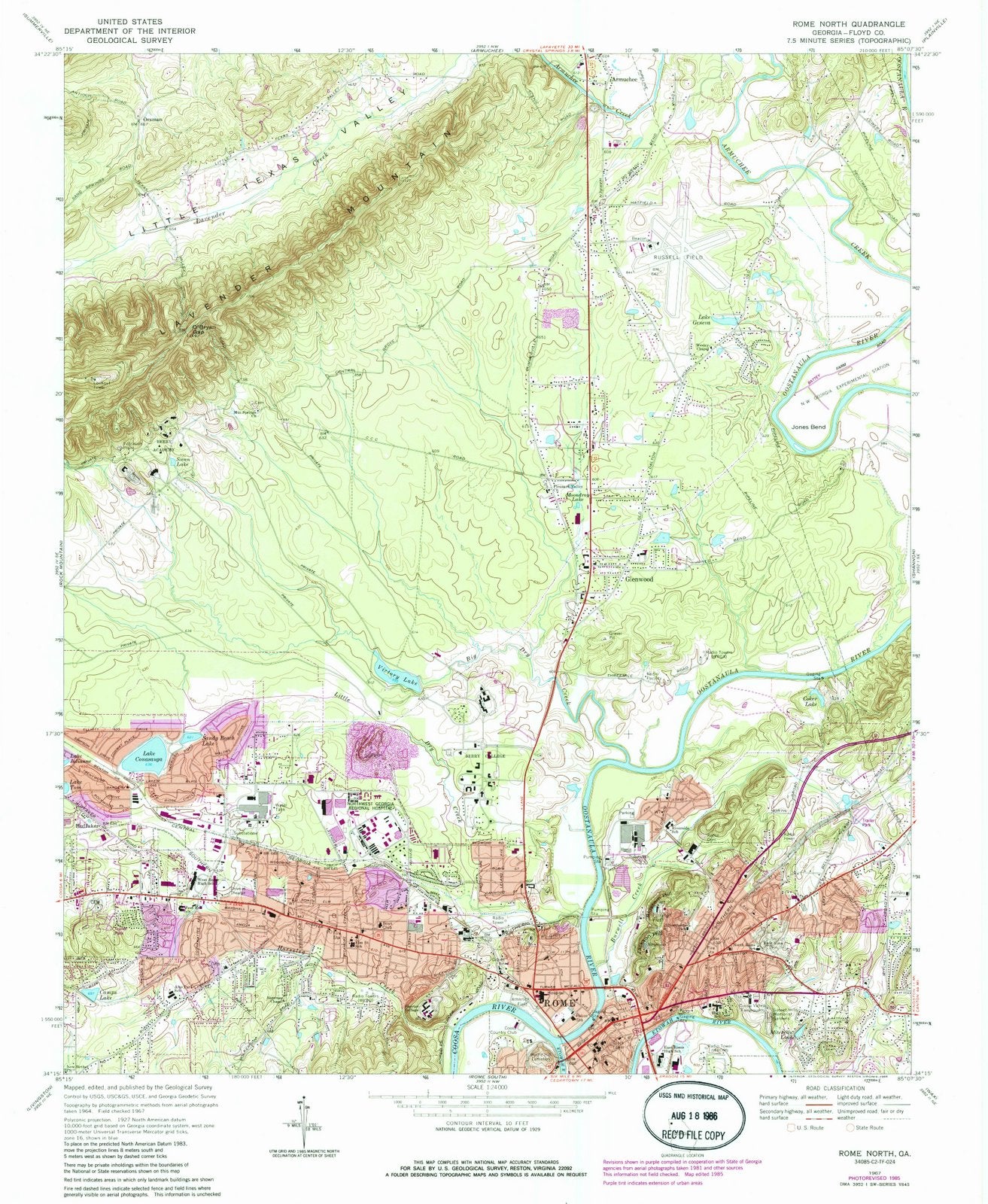 1967 Rome North, GA - Georgia - USGS Topographic Map