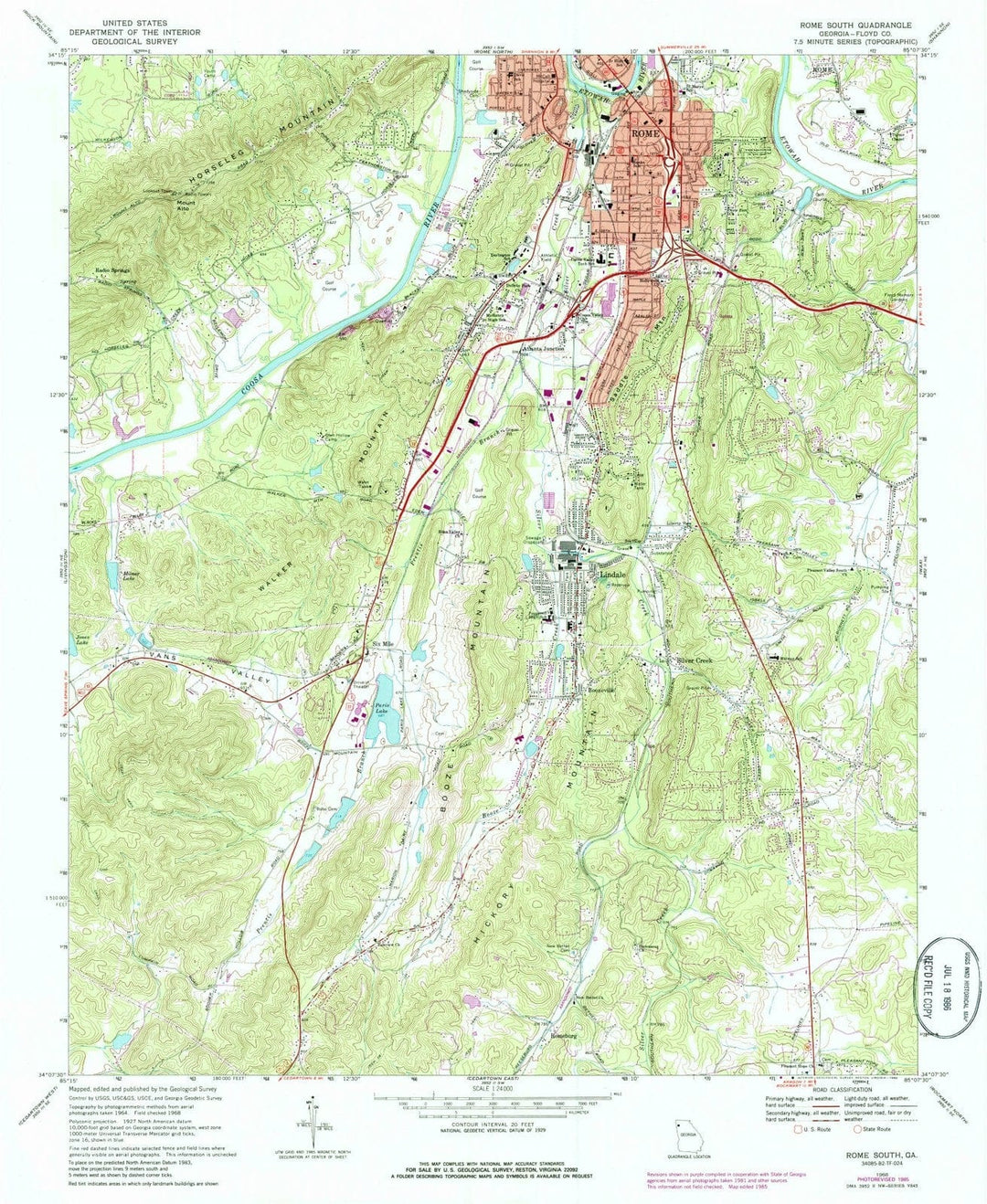 1968 Rome South, GA - Georgia - USGS Topographic Map