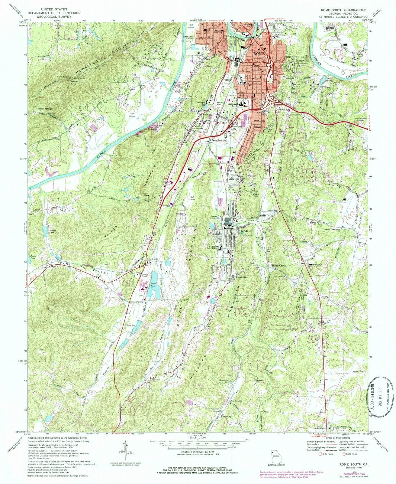 1968 Rome South, GA - Georgia - USGS Topographic Map
