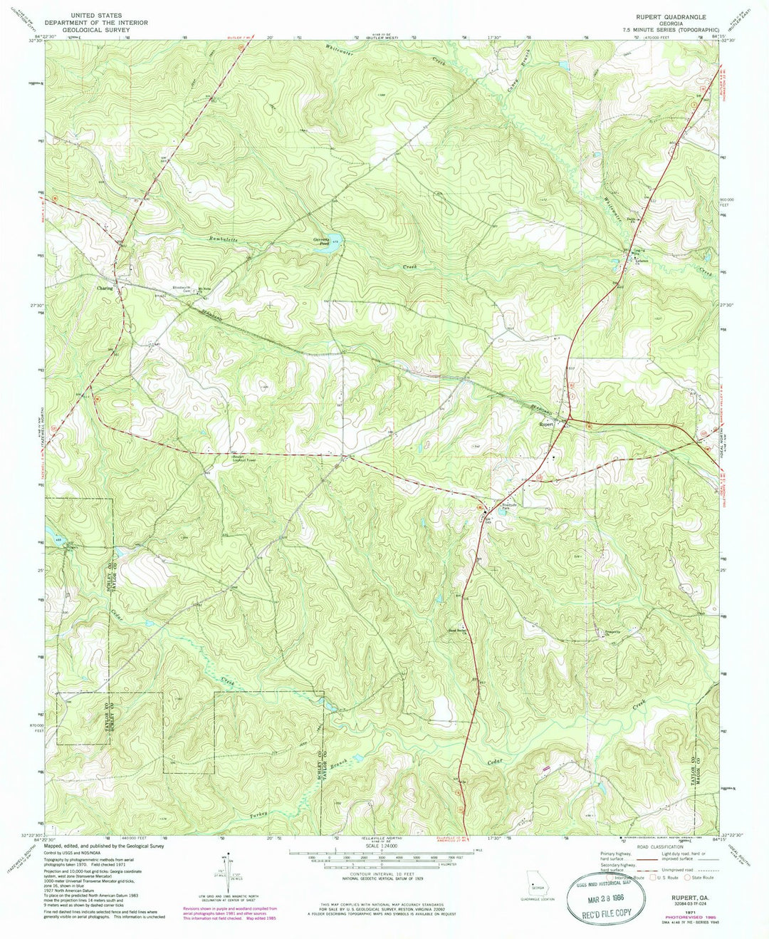 1971 Rupert, GA - Georgia - USGS Topographic Map