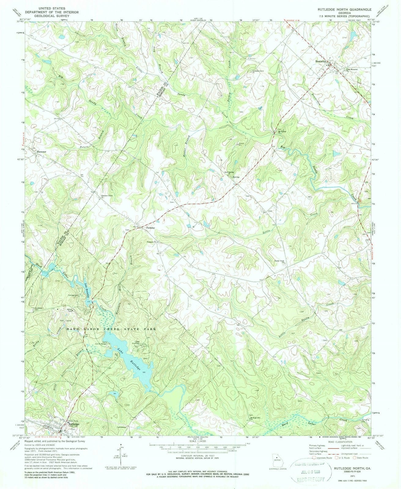 1971 Rutledge North, GA - Georgia - USGS Topographic Map