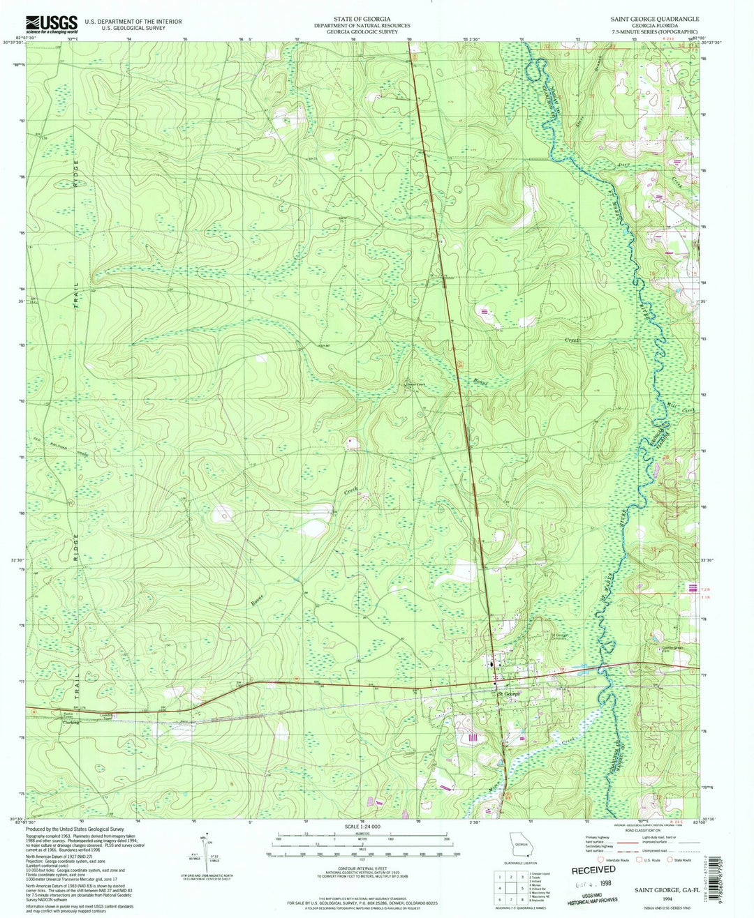 1994 Saint George, GA - Georgia - USGS Topographic Map