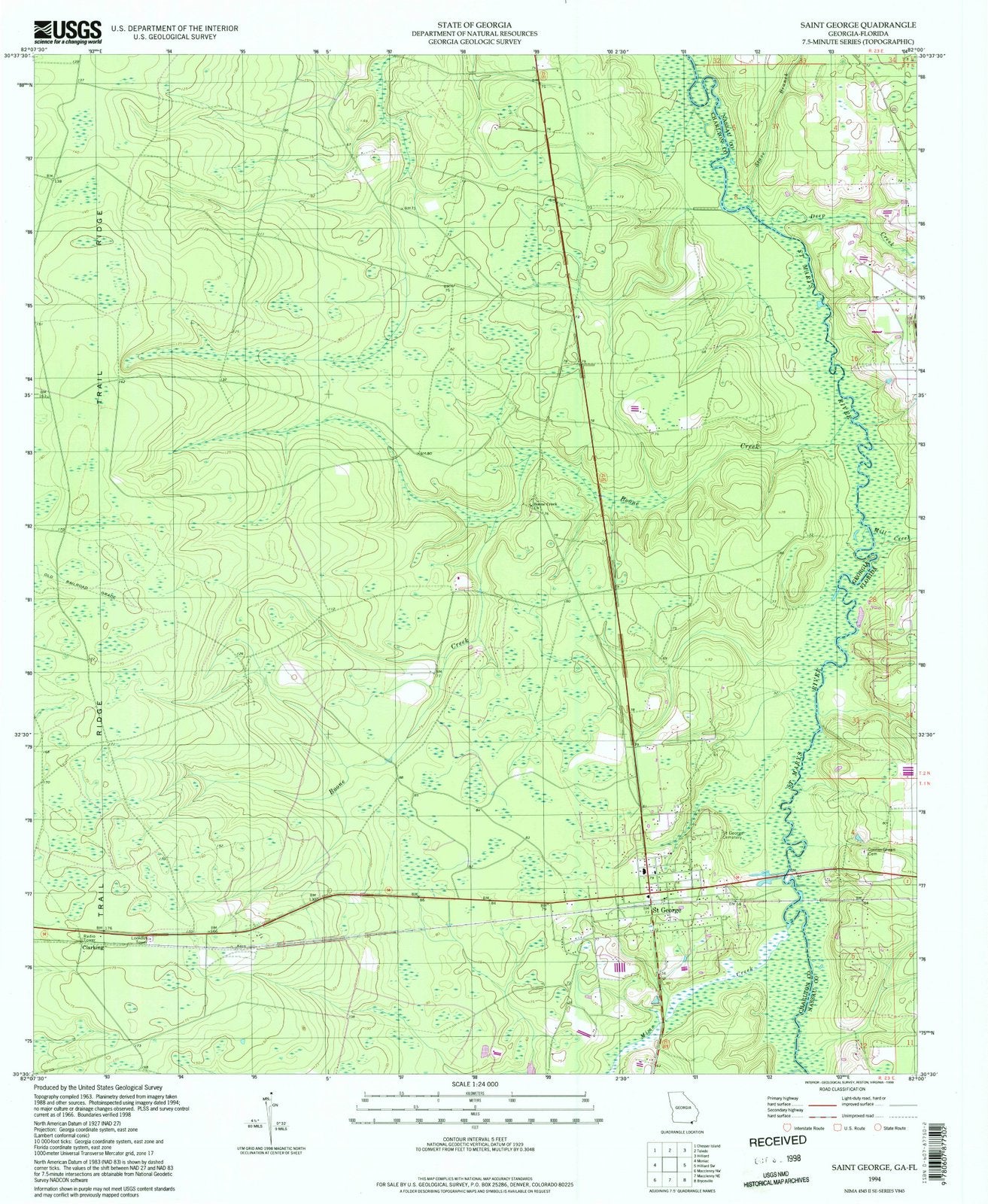 1994 Saint George, GA - Georgia - USGS Topographic Map