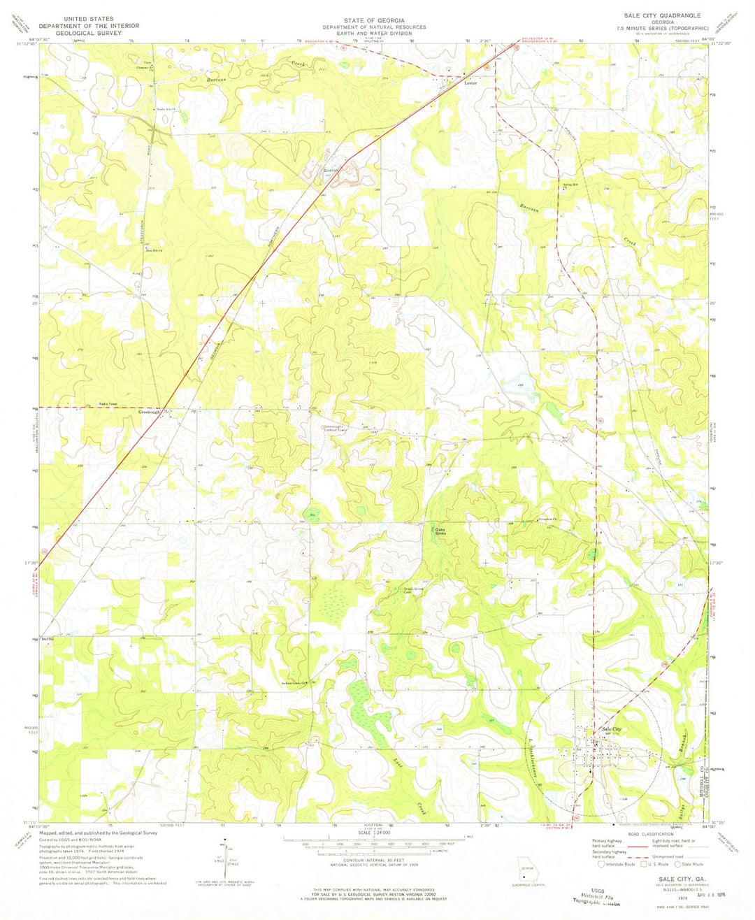 1974 Sale City, GA - Georgia - USGS Topographic Map