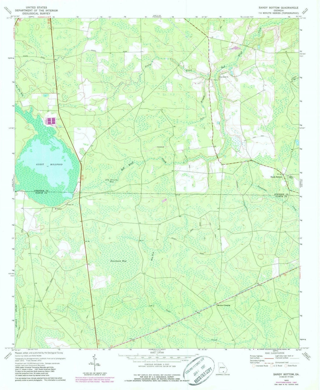 1972 Sandy Bottom, GA - Georgia - USGS Topographic Map