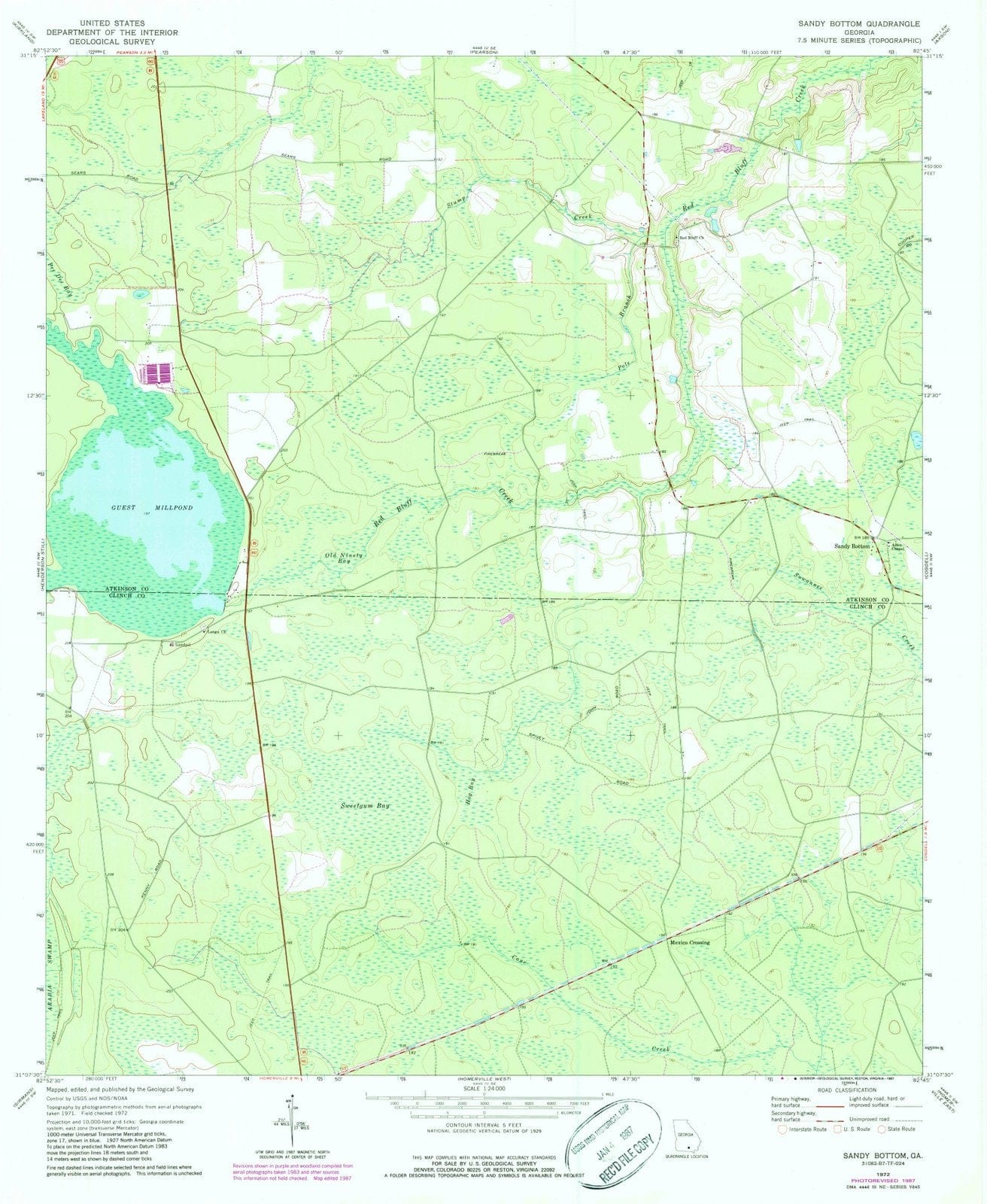 1972 Sandy Bottom, GA - Georgia - USGS Topographic Map